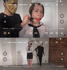Lada in handcuffs and ballgag - Bastinado and thighs whipping