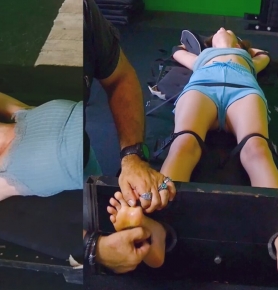 TICKLING IS SO UNBEARABLE IN THE STOCKS FOR THE GORGEOUS MADIE