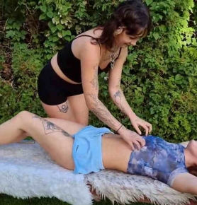 KitzelseiteTickleFun C Kovaluna and Lilith Tickling Kovaluna on a bench